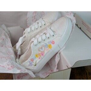 Blowfish Malibu Kids Vivid 2-K  Casual Skater Tie Sneaker Girls Size 1M Wht Past